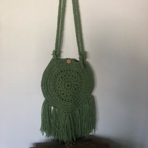 Green crochet crossbody bag